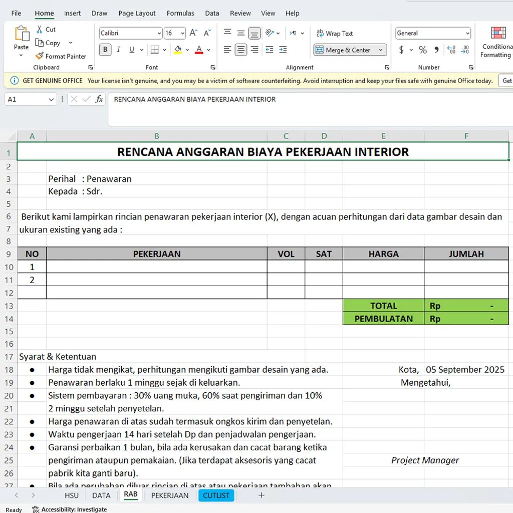 Format Rab Profesional LYNK | INTERIOR Build & Design