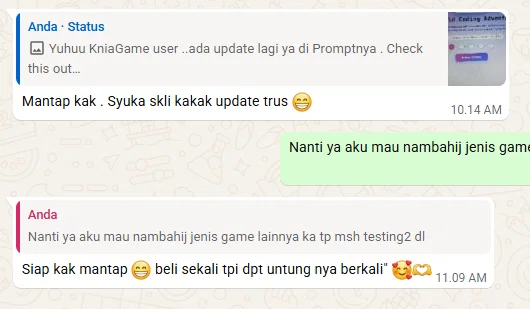 Testimoni pengguna KniaWorld Prompt Generator