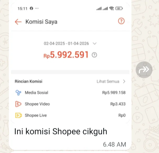 Testimoni Komisi Affiliate