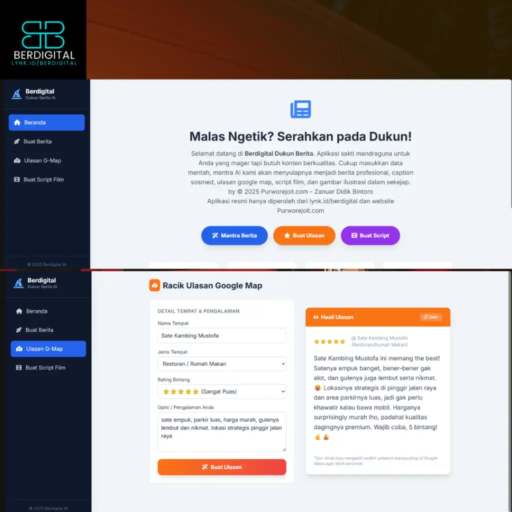 Aplikasi ulasan google map berbasis AI