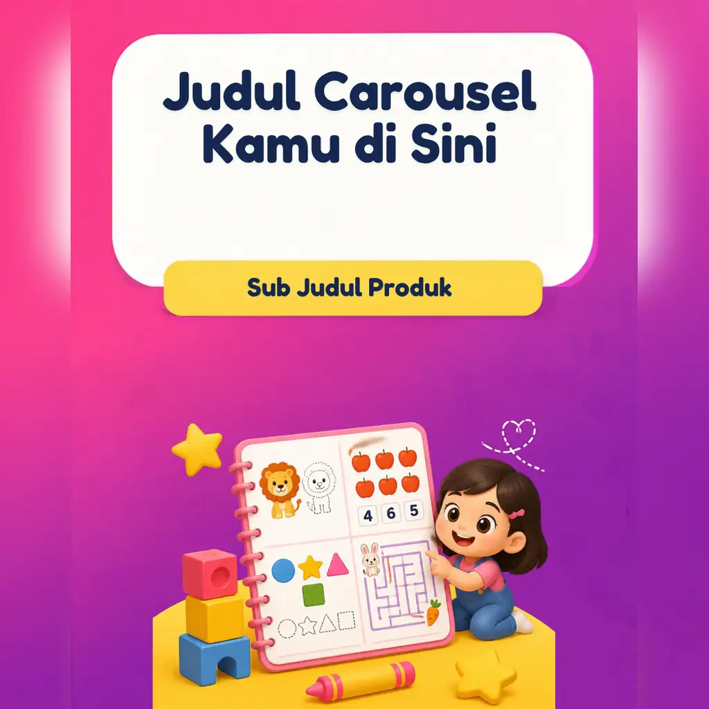 Template Carousel IG Worksheet Anak (5 Slide)