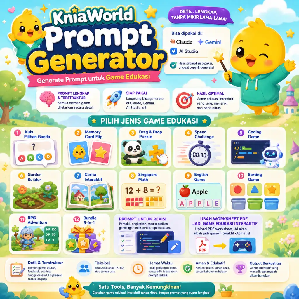 KniaWorld Prompt Generator — generate prompt untuk game edukasi