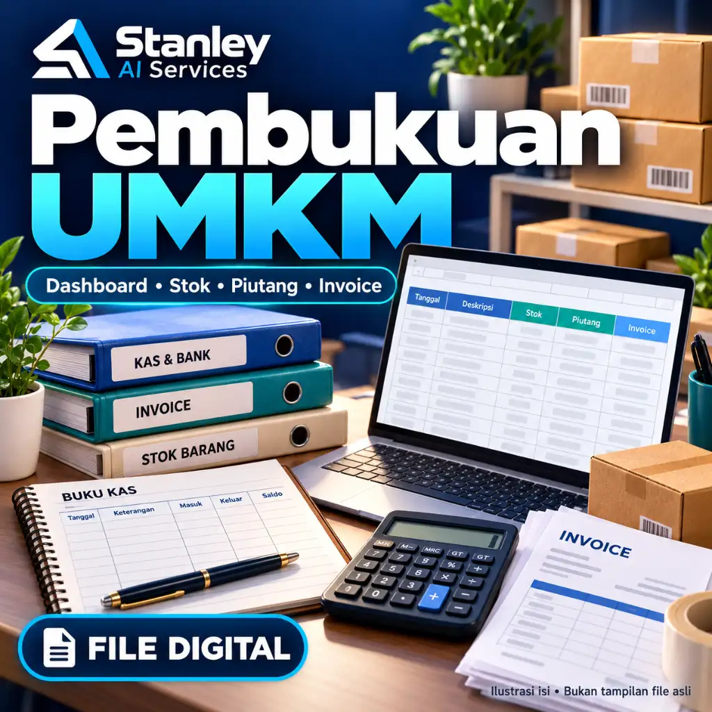 Cover Pembukuan UMKM Otomatis - Dashboard, Stok, Piutang & Invoice