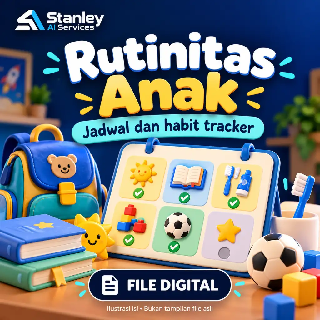 Cover Rutinitas Anak - Jadwal, Habit Tracker & Screen-Time Planner