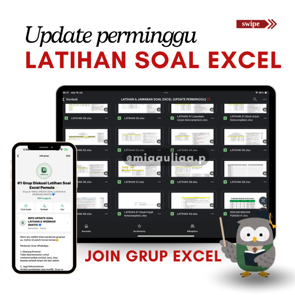 TERMURAH! Panduan Belajar Excel dari Nol sampai Jago (FREE UPDATE RATUSAN LATIHAN SOAL + JOIN KOMUNITAS EXCEL)