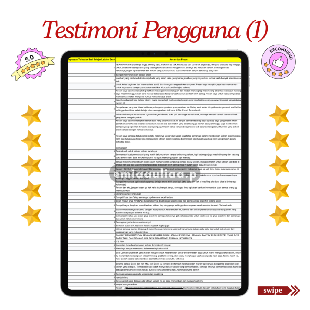 TERMURAH! Panduan Belajar Excel dari Nol sampai Jago (FREE UPDATE RATUSAN LATIHAN SOAL + JOIN KOMUNITAS EXCEL)