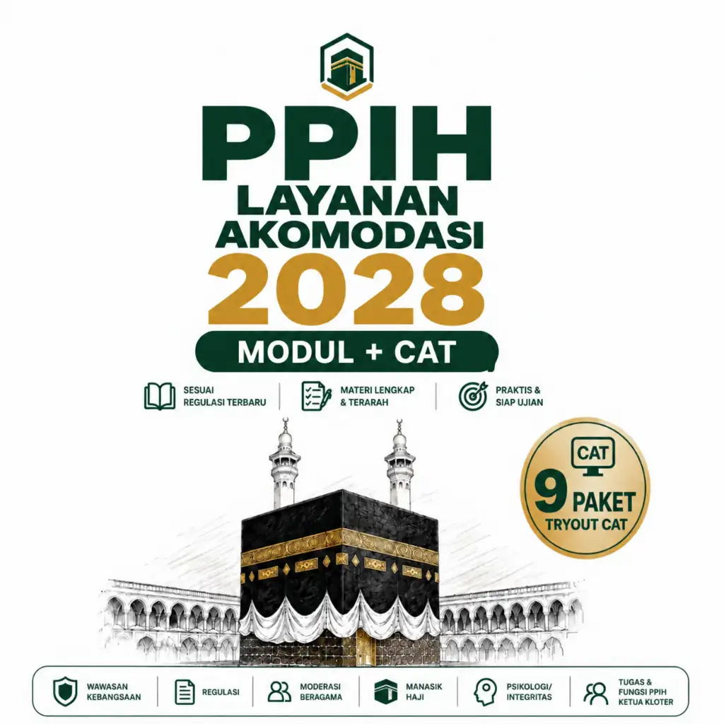 Modul Lengkap PPIH Layanan Akomodasi 2028 + 9 Paket Tryout CAT